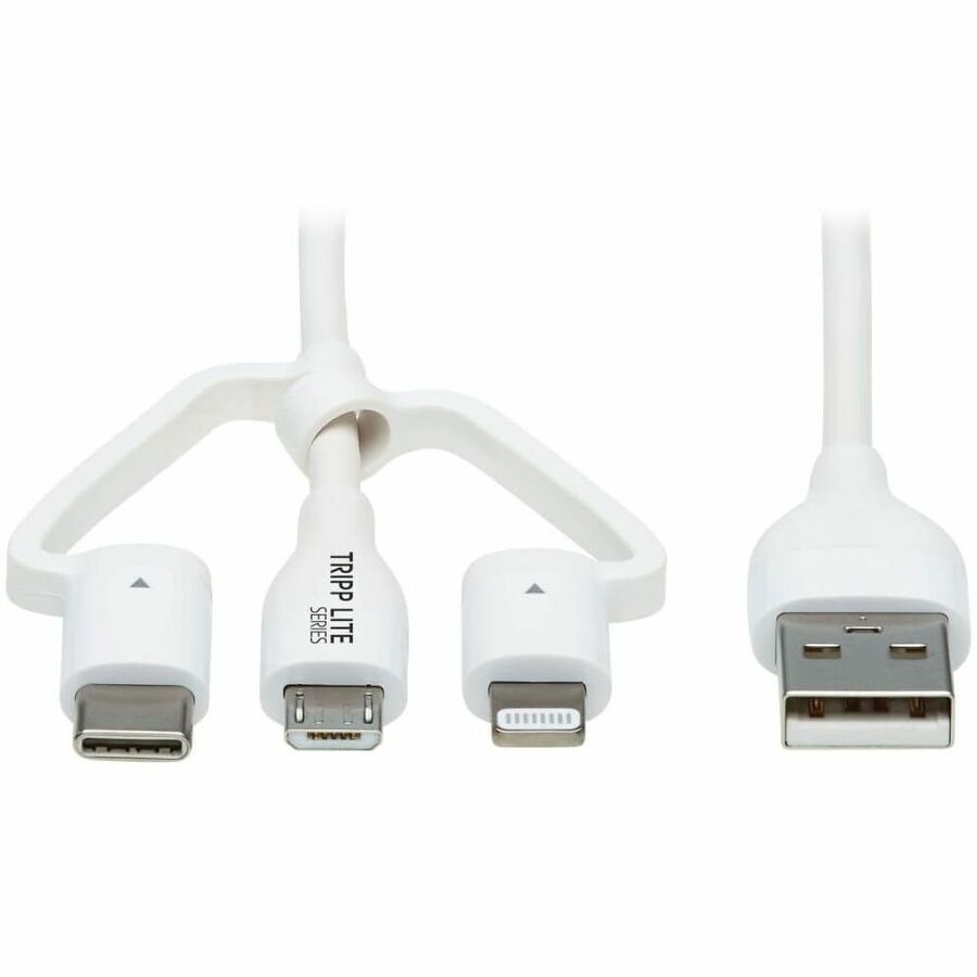 Tripp Lite Safe-IT Universal USB-A to Lightning, USB Micro-B and USB-C Sync/Charge Antibacterial Cable (M/3xM), MFi Certified, White, 4 ft. (1.2 m) - 3.94 ft Lightning/Micro-USB/USB/USB-C Data Transfe...  - M101AB-004-LMCW - eCommerce Business Prime