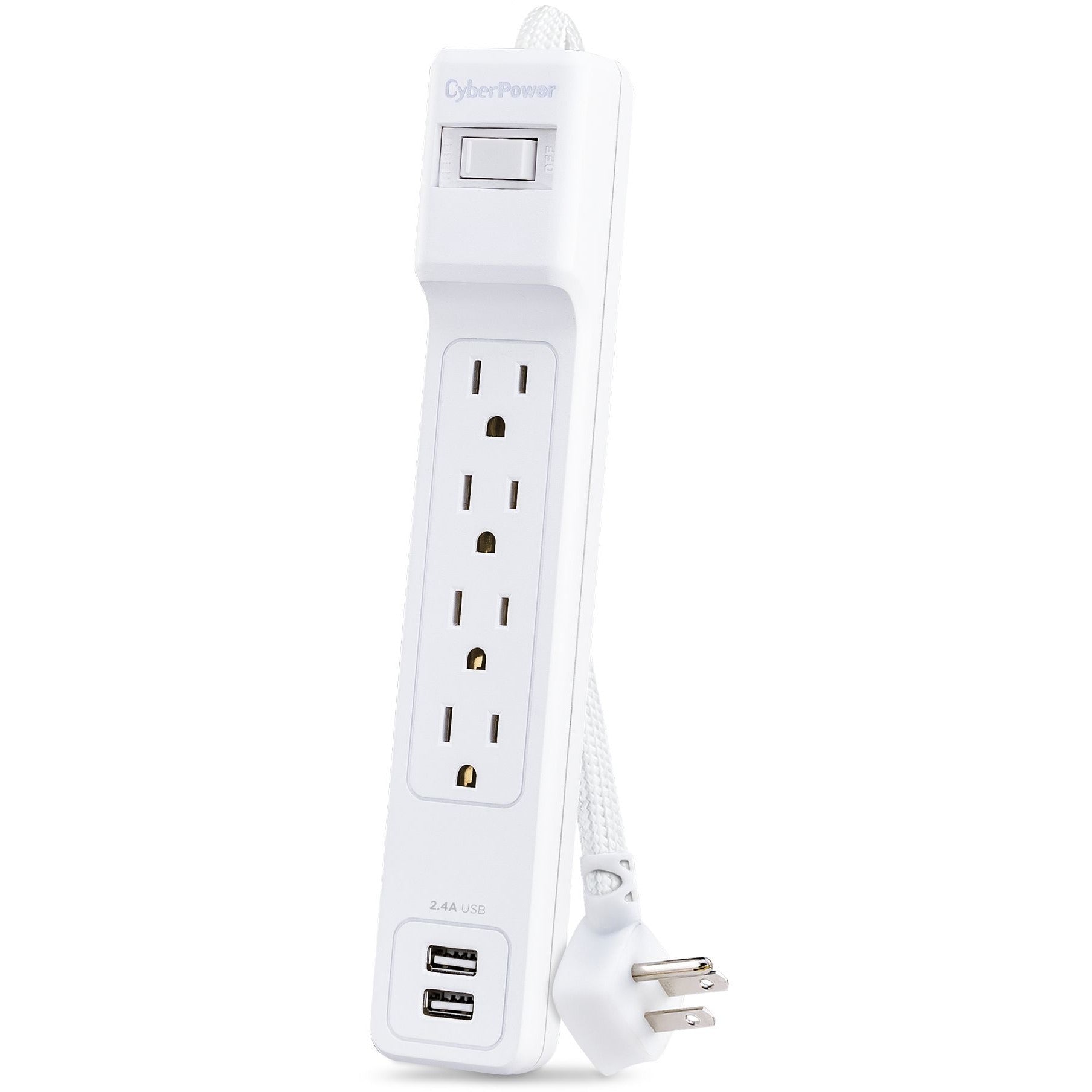 CyberPower Home Office P406U 4-Outlet Surge Suppressor/Protector - 2 x USB, 4 x NEMA 5-15R - 500 J - 120 V AC Input - Audio/Video - P406U - eCommerce Business Prime
