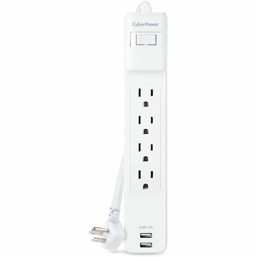 CyberPower Home Office P406U 4-Outlet Surge Suppressor/Protector - 2 x USB, 4 x NEMA 5-15R - 500 J - 120 V AC Input - Audio/Video - P406U - eCommerce Business Prime
