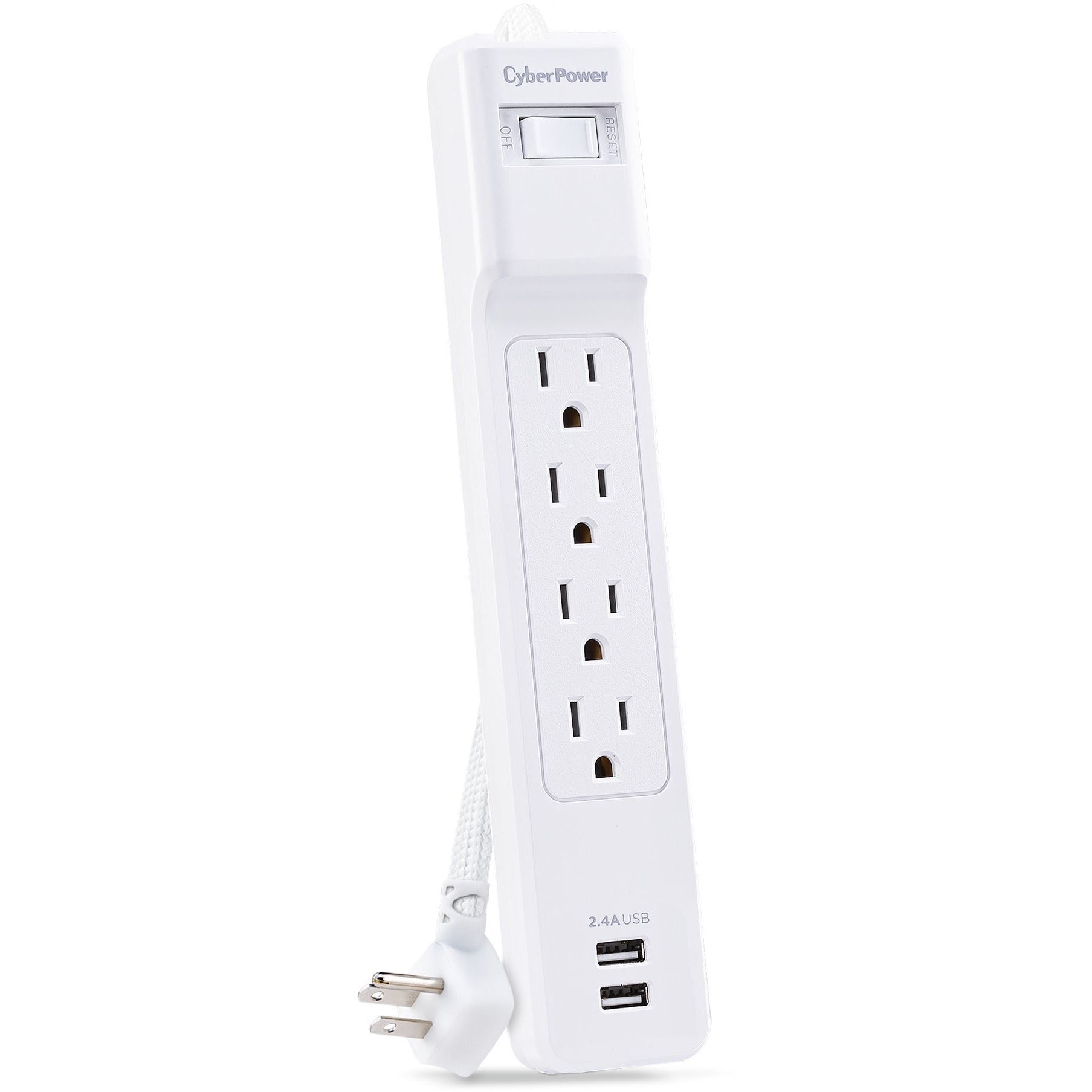 CyberPower Home Office P406U 4-Outlet Surge Suppressor/Protector - 2 x USB, 4 x NEMA 5-15R - 500 J - 120 V AC Input - Audio/Video - P406U - eCommerce Business Prime
