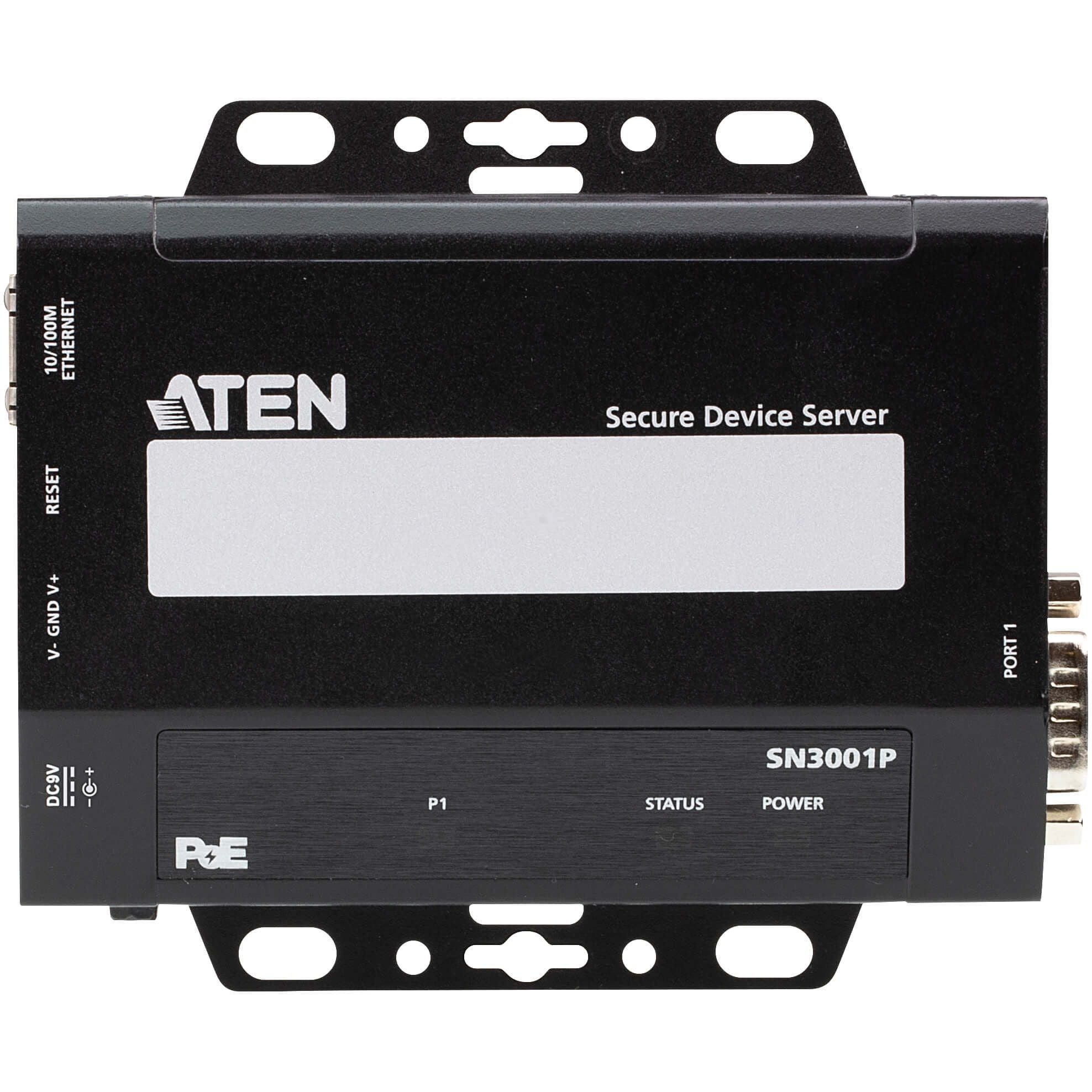 ATEN SN3001P 1-Port RS-232 Secure Device Server with PoE - Twisted Pair - 1 x Network (RJ-45) - 1 x Serial Port - PoE Ports - 10/100Base-TX - Fast Ethernet - Desktop, Wall Mountable, DIN Rail Mountabl...  - SN3001P - eCommerce Business Prime