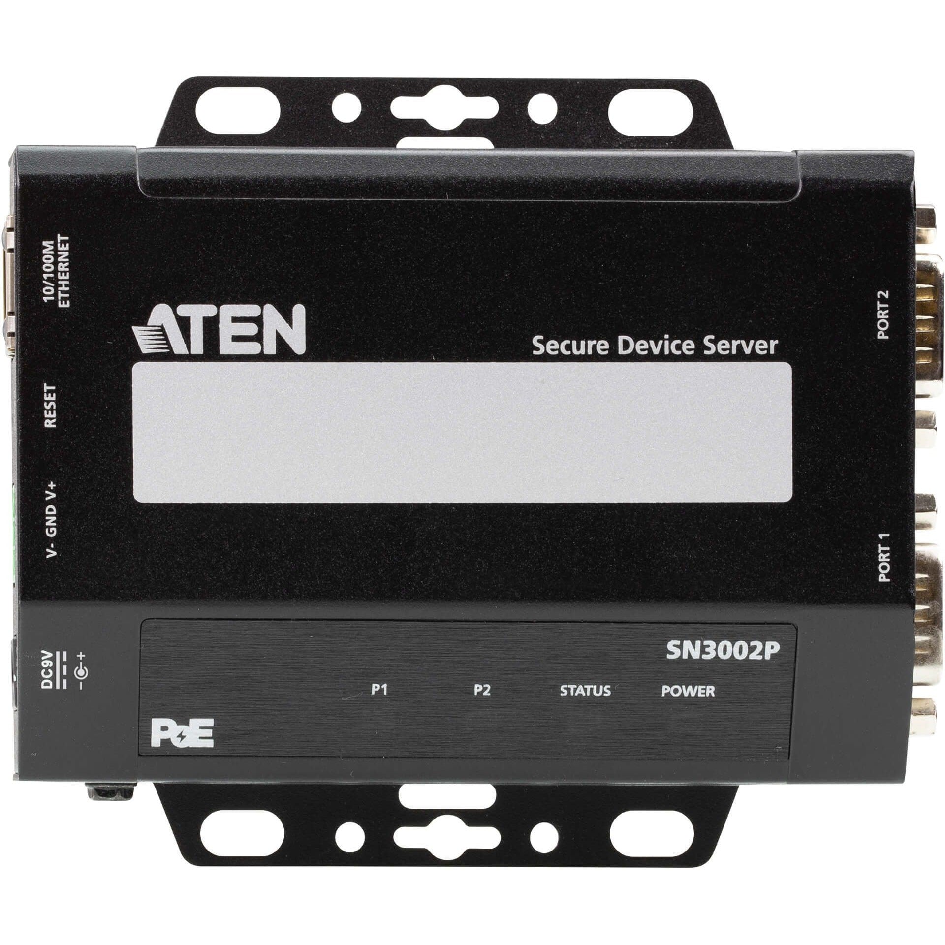 ATEN SN3002P 2-Port RS-232 Secure Device Server with PoE - Twisted Pair - 1 x Network (RJ-45) - 2 x Serial Port - PoE Ports - 10/100Base-TX - Fast Ethernet - Desktop, Wall Mountable, DIN Rail Mountabl...  - SN3002P - eCommerce Business Prime