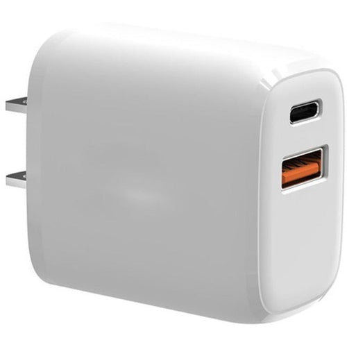 4XEM 38W USB-C and USB-A Charger - 1 Pack - 38 W - 120 V AC, 230 V AC Input - 5 V DC/3 A, 9 V DC, 12 V DC Output - White - 4XPOWERAC - eCommerce Business Prime