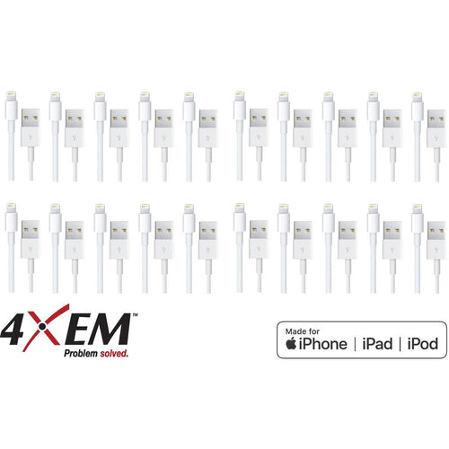 4XEM 20 Pack 3ft 1m Lightning Cable Compatible with Apple iPhone/iPad/iPod - 3.28 ft Lightning/USB Data Transfer Cable for iPhone, iPad, iPod, Computer, Power Adapter, Wall Outlet, iPod nano, iPad min...  - 4XLIGHTNING20PK - eCommerce Business Prime