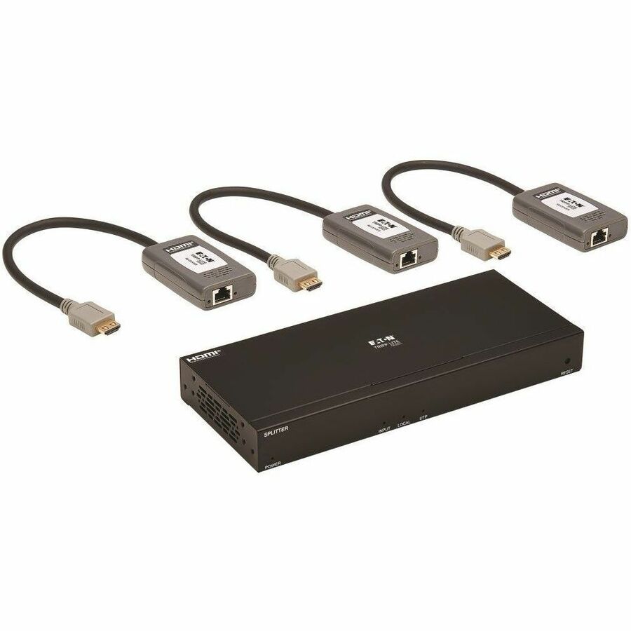 Tripp Lite HDMI Over Cat6 Extender Kit Splitter/3x Pigtail Receivers 4-Port - 1 Input Device - 3 Output Device - 230 ft Range - 7 x Network (RJ-45) - 1 x HDMI In - 4 x HDMI Out - 4K UHD - 3840 x 2160 ...  - B127A-004-BHPH3 - eCommerce Business Prime