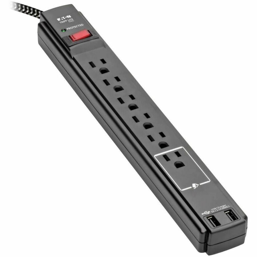 Tripp Lite Safe-IT Surge Protector 6-Outlet 2 USB Ports Antimicrobial 10ft Cord - 6 x NEMA 5-15R, 2 x USB - 1875 VA - 990 J - 120 V AC Input - TLP610BUAM - eCommerce Business Prime