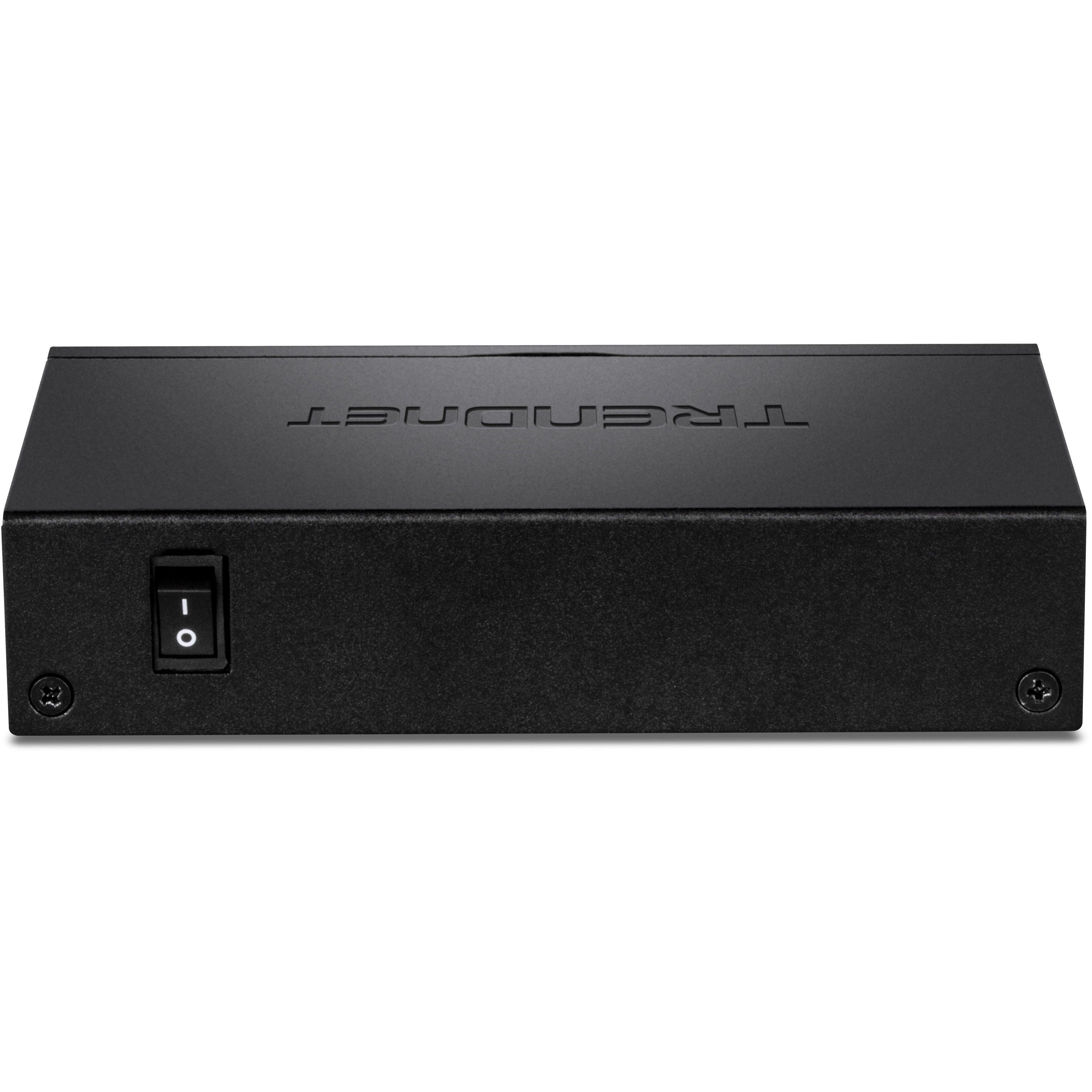 TRENDnet 5-Port Gigabit PoE+ Switch, Camera DIP Switch extends PoE+ 200m (656 ft.), 60W PoE Budget, Black, TPE-TG51g - 5 Ports - Gigabit Ethernet - 1000Base-T - 2 Layer Supported - Power Adapter - 64....  - TPE-TG51G - eCommerce Business Prime