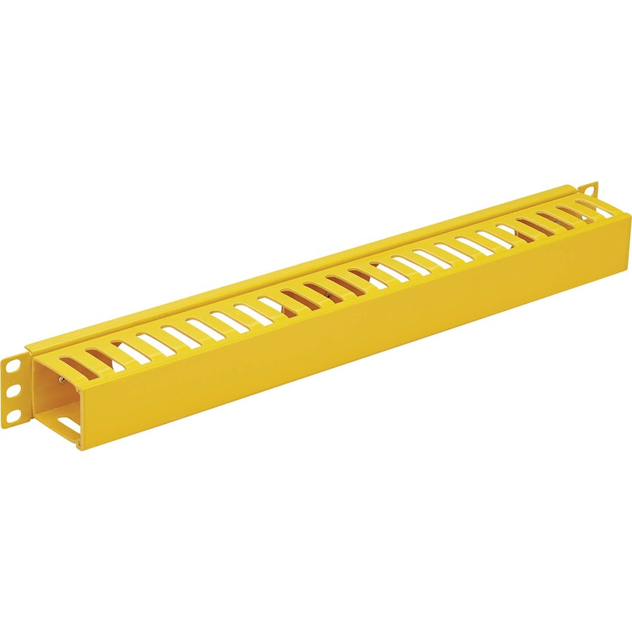 Tripp Lite Horizontal Cable Manager - Finger Duct with Cover, Yellow, 1U - Horizontal Cable Manager - Yellow - 1U Rack Height - Steel - SRCABLEDUCT1UFC - eCommerce Business Prime