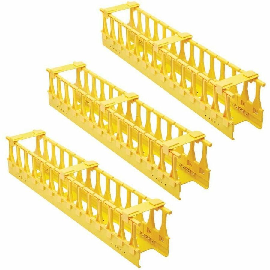 Tripp Lite High-Capacity Vertical Cable Manager - Double Finger Duct, Yellow, 6 ft. (1.8 m) - Vertical Cable Manager - Yellow - 3 Pack - Steel - SRCABLEVRT3FC - eCommerce Business Prime