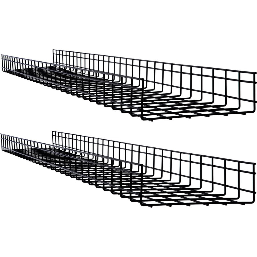 Tripp Lite Wire Mesh Cable Tray - 300 x 100 x 1500 mm (12 in. x 4 in. x 5 ft.), 2-Pack - Cable Tray - Black Powder Coat - 2 Pack - Steel - SRWB12410X2STR - eCommerce Business Prime