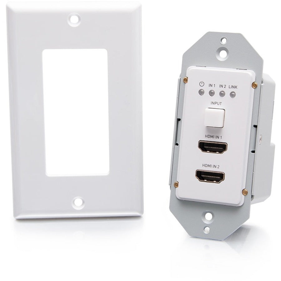 C2G Dual 4K HDMI HDBaseT + RS232 Single Gang Wall Plate Transmitter - 12 Input Device - 230 ft Range - 1 x Network (RJ-45) - 2 x HDMI In - 4K UHD - Twisted Pair - Category 7 - Wall Plate - C2G30022 - eCommerce Business Prime