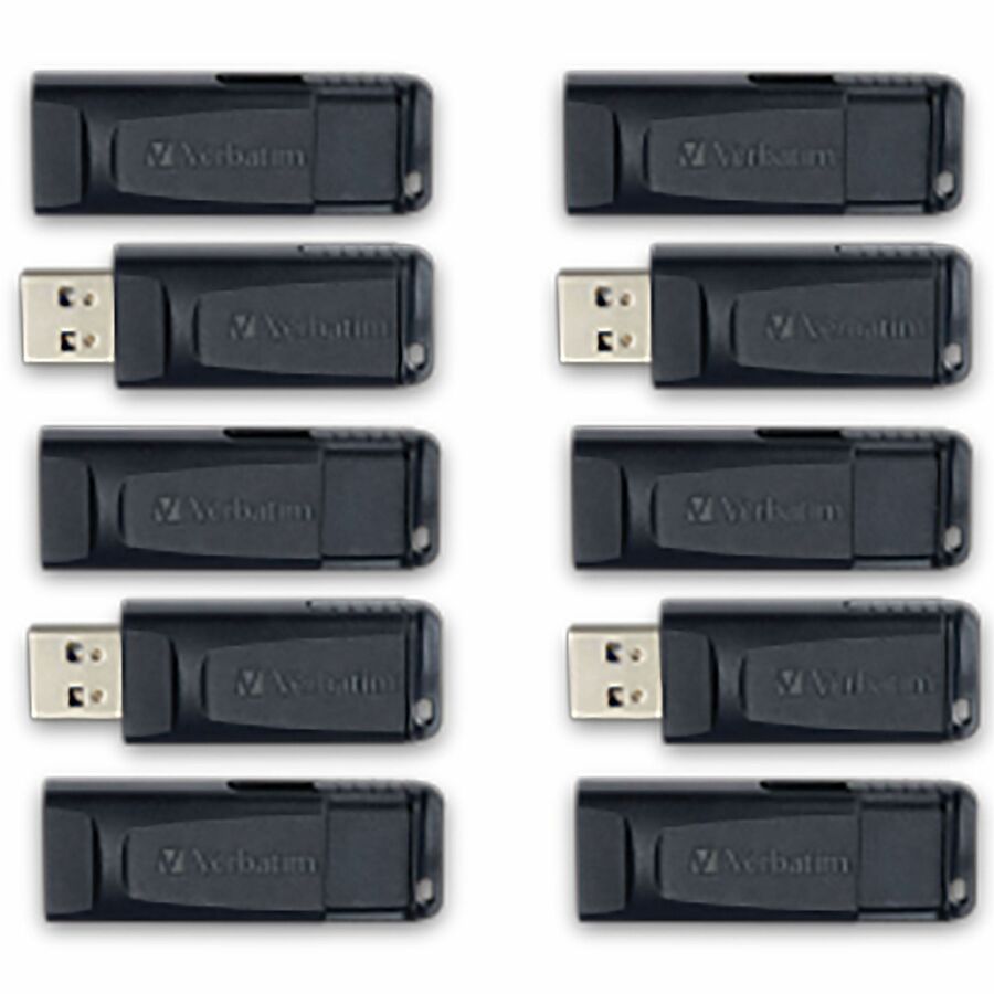 Verbatim Store 'n' Go&reg; 64GB USB Flash Drive - 64 GB - USB - Black - Lifetime Warranty - 10 Pack - 70895 - eCommerce Business Prime