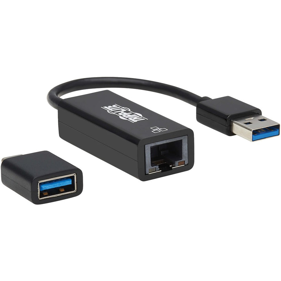 Tripp Lite USB C USB-A to RJ45 Gigabit Ethernet Network Adapter 2xM/F Black - USB 3.0 Type A - 128 MB/s Data Transfer Rate - 1 Port(s) - 1 - Twisted Pair - 10/100/1000Base-T - Portable - U336-000-GB-CA - eCommerce Business Prime