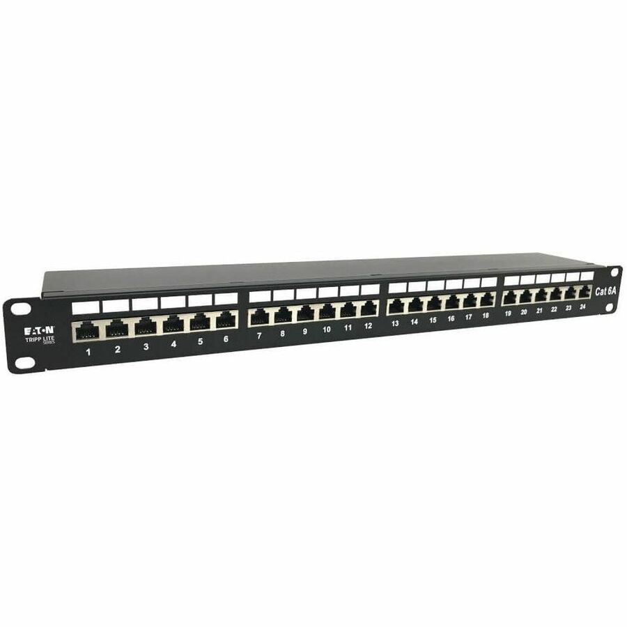 Tripp Lite 24-Port Cat6a Shielded Patch Panel - 10 Gbps, STP, 110 Punch Down, RJ45, 1U, TAA - 24 Port(s) - 24 x RJ-45 - 1U High - Black - TAA Compliant - N252-024-6A-SH - eCommerce Business Prime