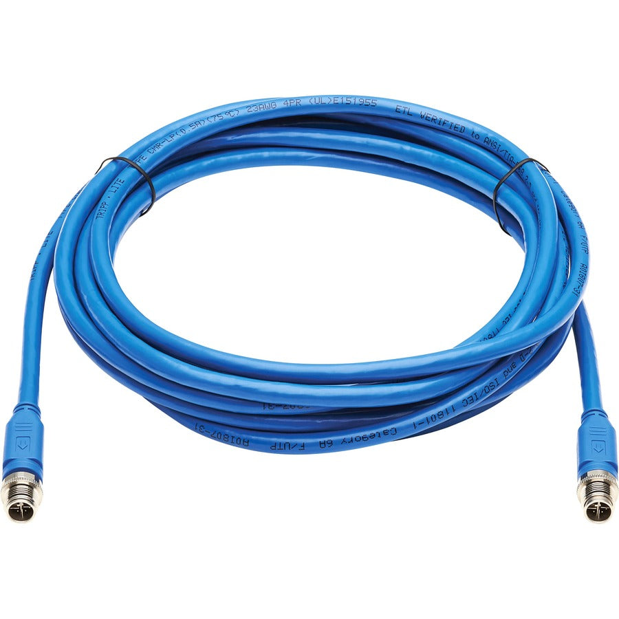 Tripp Lite M12 X-Code Cat6a 10G F/UTP CMR-LP Shielded Ethernet Cable (M/M), IP68, PoE, Blue, 10 m (32.8 ft.) - 32.81 ft Category 6a Network Cable for Network Device, Controller, Switch, Security Devic...  - NM12-6A1-10M-BL - eCommerce Business Prime