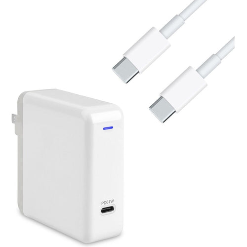 4XEM Charging Kit Compatible for MacBook Pro - White 61W USB-C Wall-mounted charger 6FT/2M USB-C to USB-C Cable M/M USB 3.1 Gen 2 10Gbps - 4XMBOOKPROKIT61 - eCommerce Business Prime