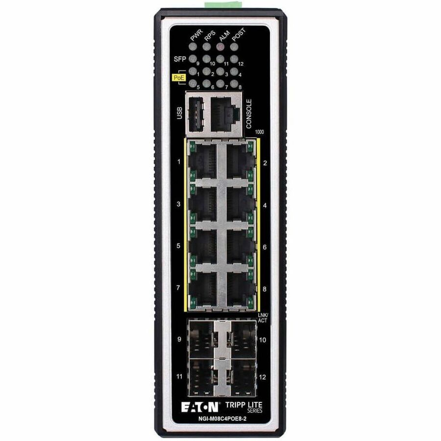 Tripp Lite 8-Port Managed Industrial Gigabit Ethernet Switch - Layer 2, 1 Gbps, PoE+ 30W, 4 GbE SFP Ports, -40&deg; to 75&deg;C, DIN Mount - 8 Ports - Manageable - Gigabit Ethernet - 10/100/1000Base-T...  - NGI-M08C4POE8-2 - eCommerce Business Prime