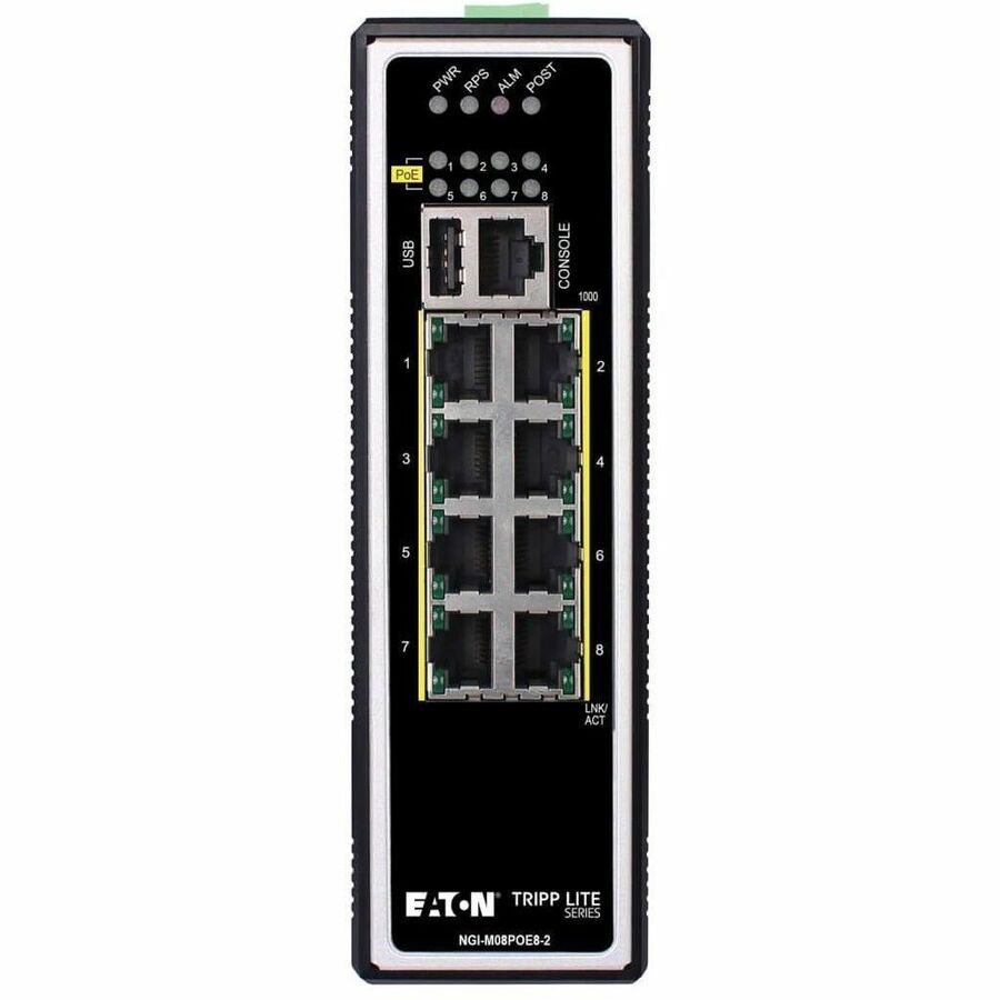 Tripp Lite 8-Port Managed Industrial Gigabit Ethernet Switch - Layer 2, 1 Gbps, PoE+ 30W, -40&deg; to 75&deg;C, DIN Mount - 8 Ports - Manageable - Gigabit Ethernet - 10/100/1000Base-T - TAA Compliant ...  - NGI-M08POE8-L2