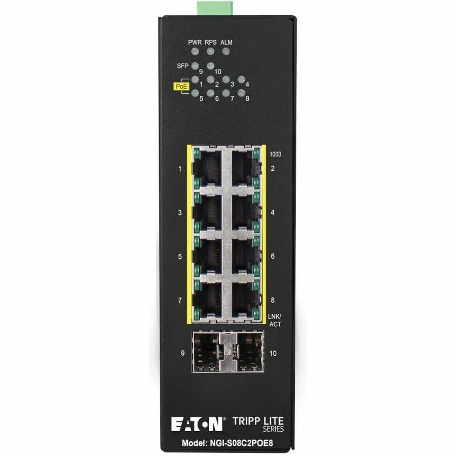 Tripp Lite 8-Port Lite Managed Industrial Gigabit Ethernet Switch - 10/100/1000 Mbps, PoE+ 30W, 2 GbE SFP Slots, -10&deg; to 60&deg;C, DIN Mount - 8 Ports - Manageable - Gigabit Ethernet - 10/100/1000...  - NGI-S08C2POE8 - eCommerce Business Prime