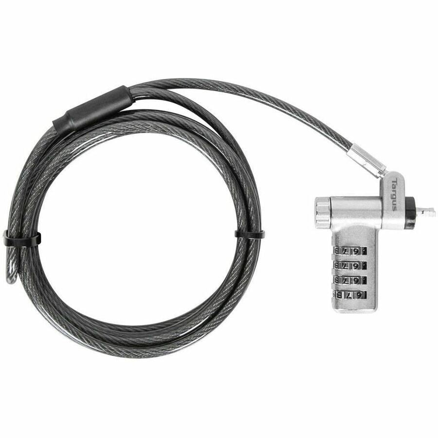Targus DEFCON Ultimate Universal Resettable Combination Lock - Preset - 4-digit - Silver - Galvanized Steel - 6.50 ft - For Monitor, Docking Station, Notebook - ASP96RGLX - eCommerce Business Prime