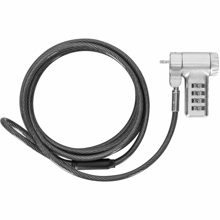 Targus DEFCON Ultimate Universal Serialized Combination Lock - Resettable - 4-digit - Silver - Galvanized Steel - 6.50 ft - For Docking Station, Monitor, Notebook - ASP96GLX-25S - eCommerce Business Prime
