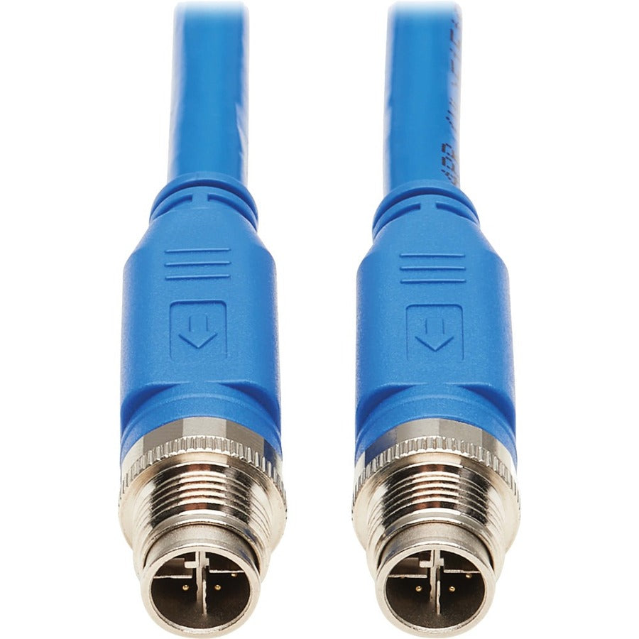 Tripp Lite M12 X-Code Cat6a 10G F/UTP CMR-LP Shielded Ethernet Cable (M/M), IP68, PoE, Blue, 2 m (6.6 ft.) - 6.56 ft Category 6a Network Cable for Network Device, Controller, Switch, PoE Device, Surve...  - NM12-6A1-02M-BL - eCommerce Business Prime