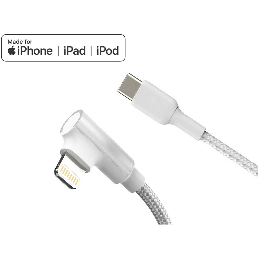 4XEM USB-C to Lightning Right Angled 6 FT Charging Cable (White) - 6 ft Lightning/USB-C Data Transfer Cable for Mobile Device - First End: 1 x 8-pin Lightning - Male - Second End: 1 x USB 2.0 Type C -...  - 4XLIGHTNING6RAW - eCommerce Business Prime