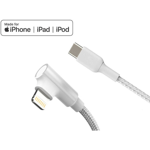 4XEM USB-C to Lightning Right Angled 6 FT Charging Cable (White) - 6 ft Lightning/USB-C Data Transfer Cable for Mobile Device - First End: 1 x 8-pin Lightning - Male - Second End: 1 x USB 2.0 Type C -...  - 4XLIGHTNING6RAW - eCommerce Business Prime