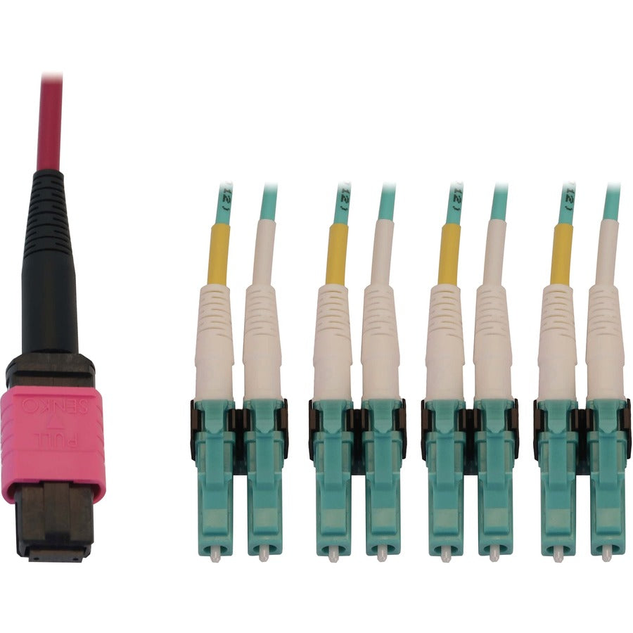 Tripp Lite Fiber Cable 40/100G MMF OM4 12F MTP/MPO-PC to 4x LC/PC F/M 2M - 6.56 ft Fiber Optic Network Cable for Network Device, Patch Panel, Switch - First End: 1 x MTP/MPO Network - Female - Second  - N845X-02M-8L-MG - eCommerce Business Prime