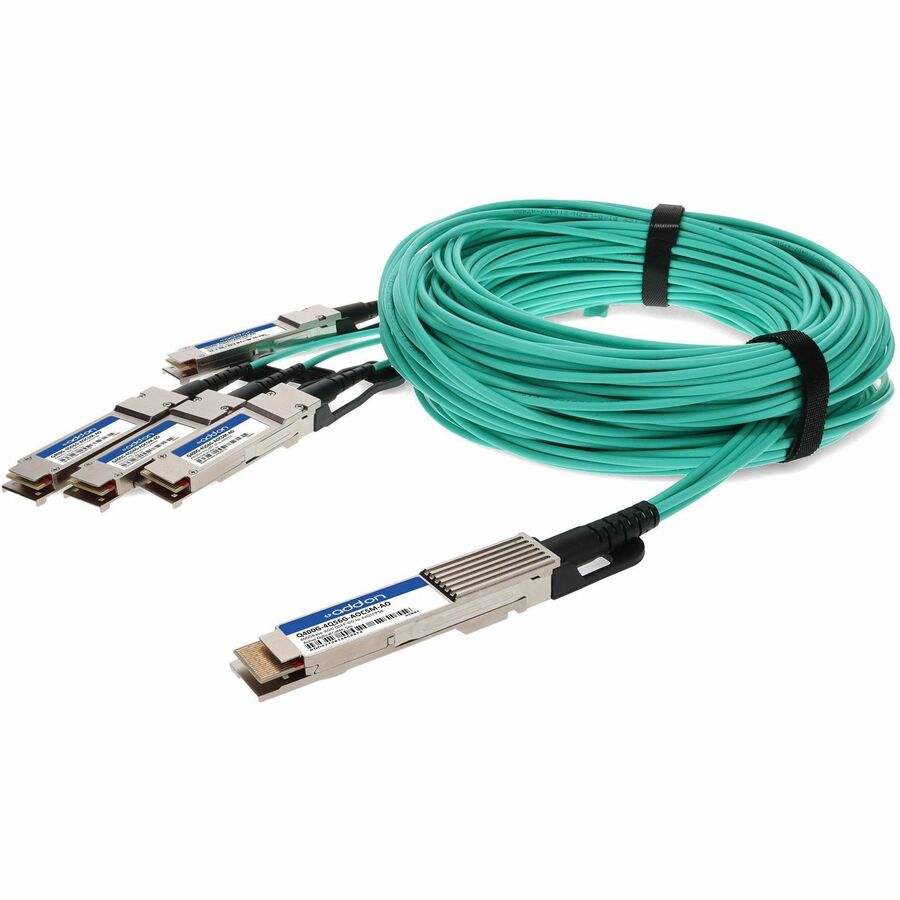 AddOn Fiber Optic Network Cable - 16.40 ft Fiber Optic Network Cable for Transceiver, Network Device, Server, Switch, Network Adapter - First End: 4 x QSFP56 Network - Male - Second End: 1 x QSFP-DD N...  - Q400G-4Q56G-AOC5M-AO