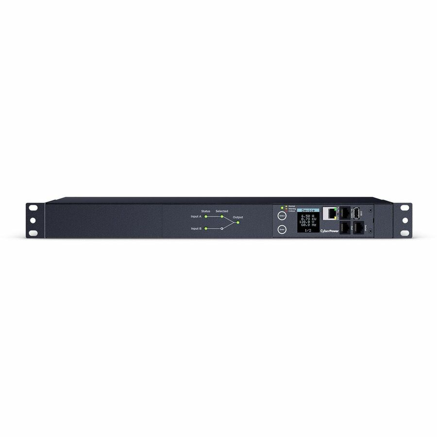 CyberPower Switched ATS PDU PDU44001 10-Outlets PDU - Switched - NEMA 5-15P - 10 x NEMA 5-15R - 120 V AC - Network (RJ-45) - 1U - Horizontal - Rack-mountable - eCommerce Business Prime