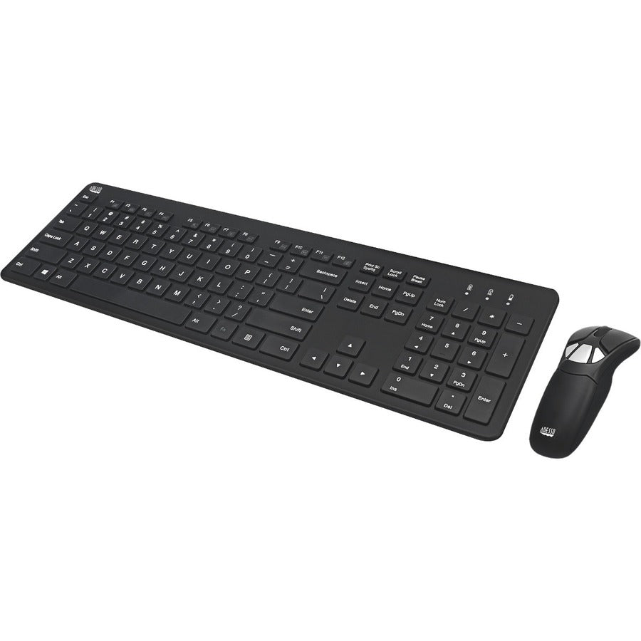 Adesso Air Mouse Go Plus With Full Size Keyboard - USB Scissors Wireless 2.40 GHz Keyboard - 104 Key - English (US) - USB Wireless Presentation Pointer - Play/Pause, Stop, Next Track, Previous Track,  - WKB-5300CB - eCommerce Business Prime