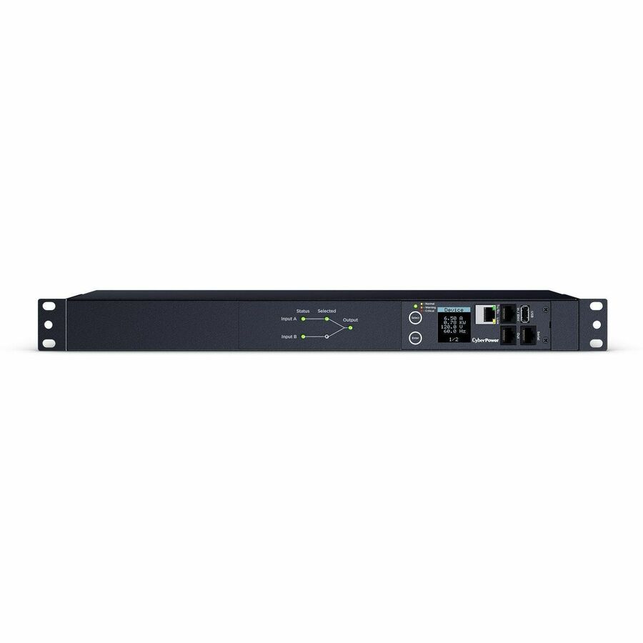 CyberPower Switched ATS PDU PDU44002 10-Outlets PDU - Switched - NEMA L5-20P - 10 x NEMA 5-20R - 120 V AC - Network (RJ-45) - 1U - Horizontal - Rack-mountable - eCommerce Business Prime