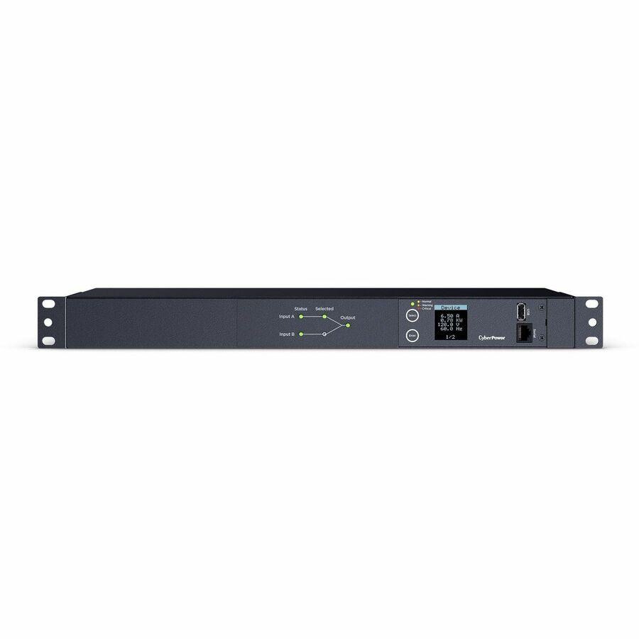 CyberPower Switched ATS PDU PDU24001 10-Outlets PDU - Metered - NEMA 5-15P - 10 x NEMA 5-15R - 120 V AC - Network (RJ-45) - 1U - Horizontal - Rack-mountable - eCommerce Business Prime