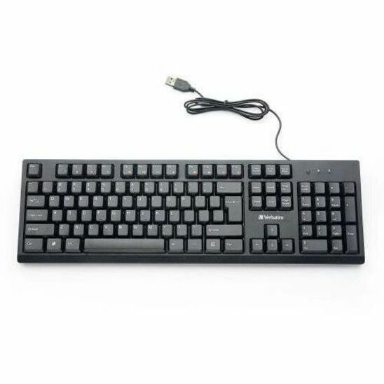 Verbatim Wired Keyboard - Cable Connectivity - USB Interface Multimedia Hot Key(s) - Linux, Chrome OS, Mac OS, Windows, Mac, PC - eCommerce Business Prime