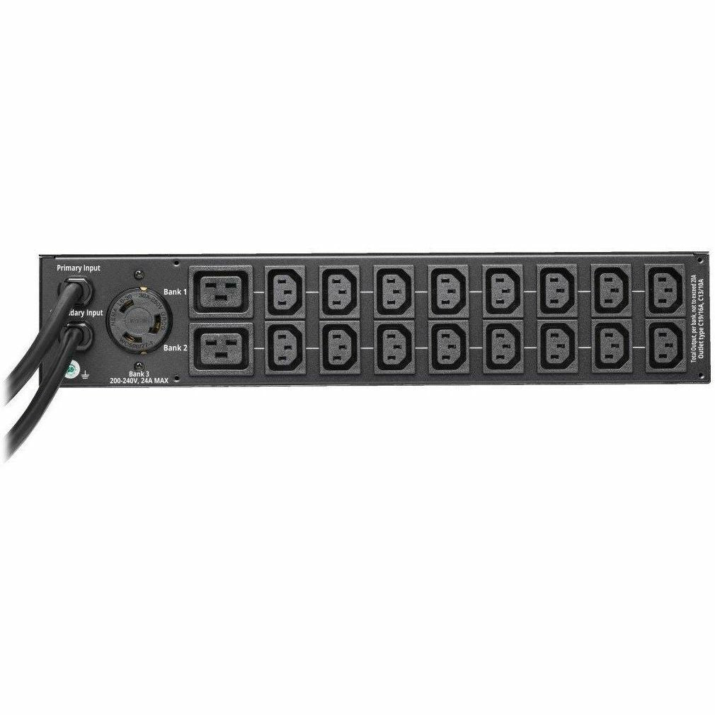 Tripp Lite 5.8kW 208/240V Single-Phase ATS/Monitored PDU - 16 C13, 2 C19 & 1 L6-30R Outlets, Dual L6-30P Inputs, 10 ft. Cords, 2U, TAA - Monitored - NEMA L6-30P - 16 x IEC 60320 C13, 2 x IEC 60320 C19...  - PDUMNH30HVAT2 - eCommerce Business Prime