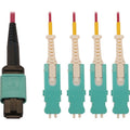 Tripp Lite 40/100/400G Multimode 50/125 OM4 Breakout Fiber Optic Cable (12F MTP/MPO-PC to 4x Duplex SN-PC F/M), LSZH, Magenta, 2 m (6.6 ft.) - 6.56 ft Fiber Optic Network Cable for Network Device, Pat - N845-02M-4S-MG - eCommerce Business Prime