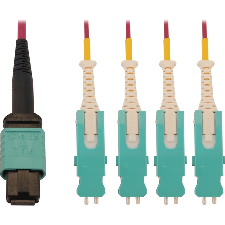 Tripp Lite 40/100/400G Multimode 50/125 OM4 Breakout Fiber Optic Cable (12F MTP/MPO-PC to 4x Duplex SN-PC F/M), LSZH, Magenta, 2 m (6.6 ft.) - 6.56 ft Fiber Optic Network Cable for Network Device, Pat - N845-02M-4S-MG - eCommerce Business Prime
