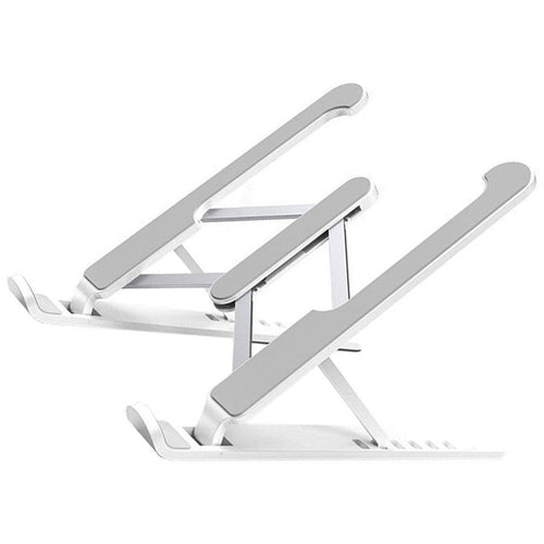 4XEM Adjustable Laptop Metal Stand - Wide - 5.9" Height x 8" Width - Metal, Zinc Alloy, Silicone - Silver - eCommerce Business Prime