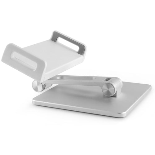 4XEM Desktop Metal Holder for Tablet with Tablet/Phone Clip - 7.3" x 5.2" x - Aluminum Alloy, Silicone, Metal, ABS Plastic - Silver, White - eCommerce Business Prime