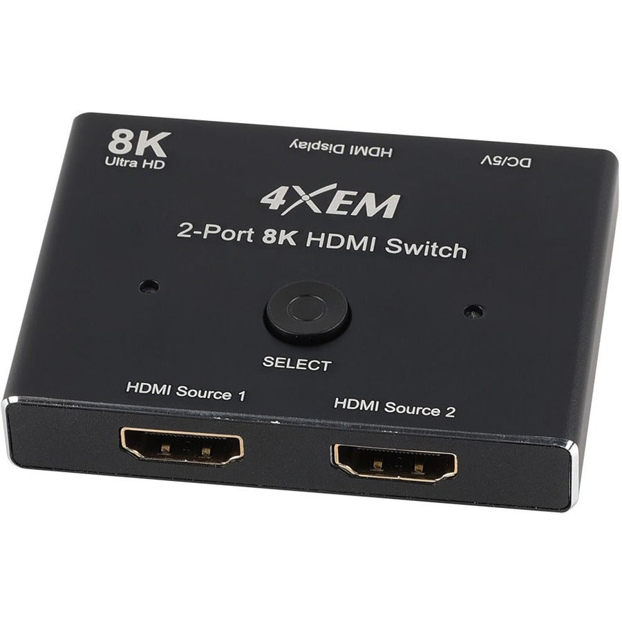 4XEM 8K 2-Port HDMI Switch - 1 Pack - 3 x HDMI 2.1 Digital Audio/Video - Female - 1 x Micro USB - Female - 7680 x 4320 Supported - Black - eCommerce Business Prime