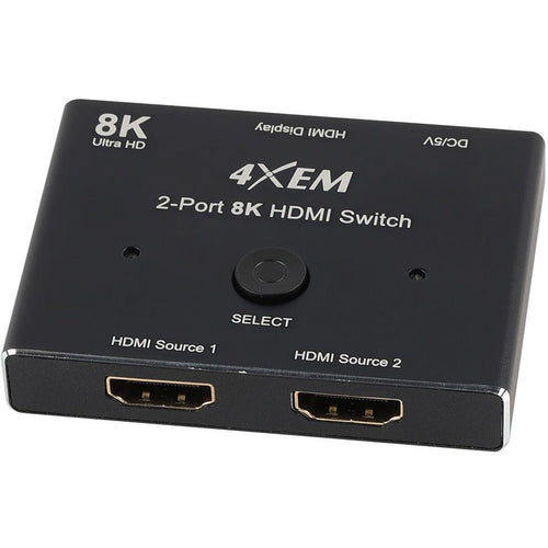 4XEM 8K 2-Port HDMI Switch - 1 Pack - 3 x HDMI 2.1 Digital Audio/Video - Female - 1 x Micro USB - Female - 7680 x 4320 Supported - Black - eCommerce Business Prime