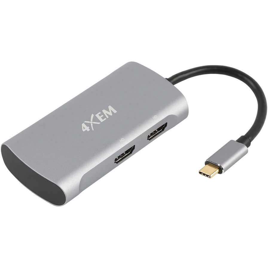 4XEM 2-Port USB-C to HDMI Multi-Monitor Hub - 1 Pack - 1 x USB Type C - Male - 2 x HDMI 2.0 Digital Audio/Video - Female - 3840 x 2160 Supported - Gray - eCommerce Business Prime
