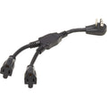 Tripp Lite Extension Cord Y Splitter, Right-Angle NEMA 5-15P to 2x NEMA 5-15R - Heavy Duty, 15A, 120V, 14 AWG, 1 ft. (0.3 m), Black - For PC, Monitor, Printer, Home Theater, Desktop Computer, PDU, UPS - P024-001-15D-2 - eCommerce Business Prime