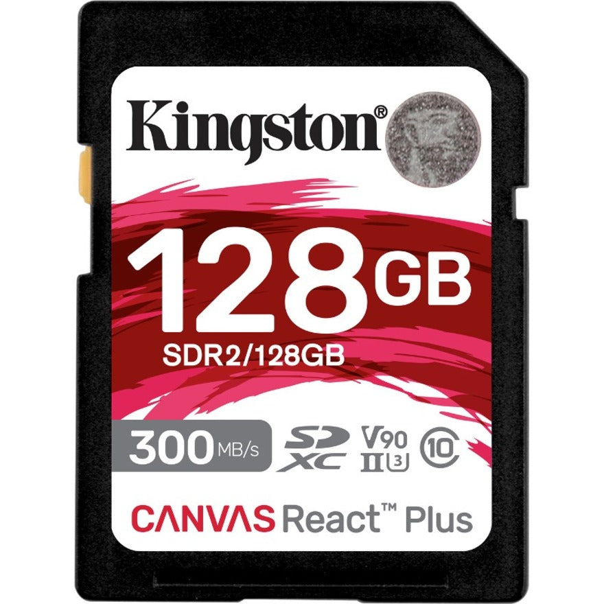 Kingston Canvas React Plus 128 GB Class 10/UHS-II (U3) V90 SDXC - 300 MB/s Read - 260 MB/s Write - Lifetime Warranty - eCommerce Business Prime