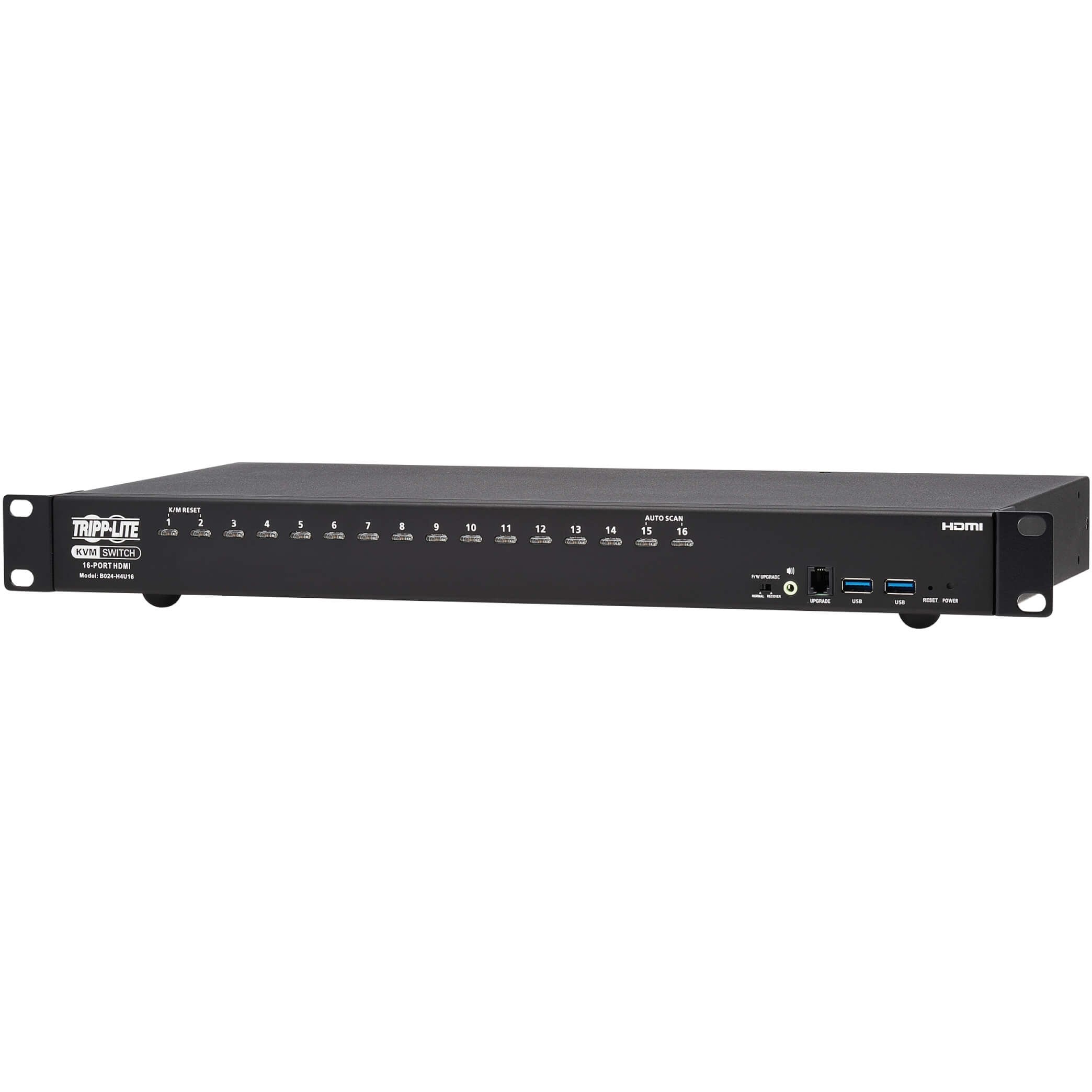 Tripp Lite 16-Port 4K HDMI/USB KVM Switch - 4K 60 Hz Video/Audio, USB Peripheral Sharing, 1U Rack-Mount - 16 Computer(s) - 1 Local User(s) - 4096 x 2160 - 50 Hz, 60 Hz - 20 x USB - 17 x HDMI - Rack-mountable, Desktop - 1U - TAA Compliant - eCommerce Business Prime