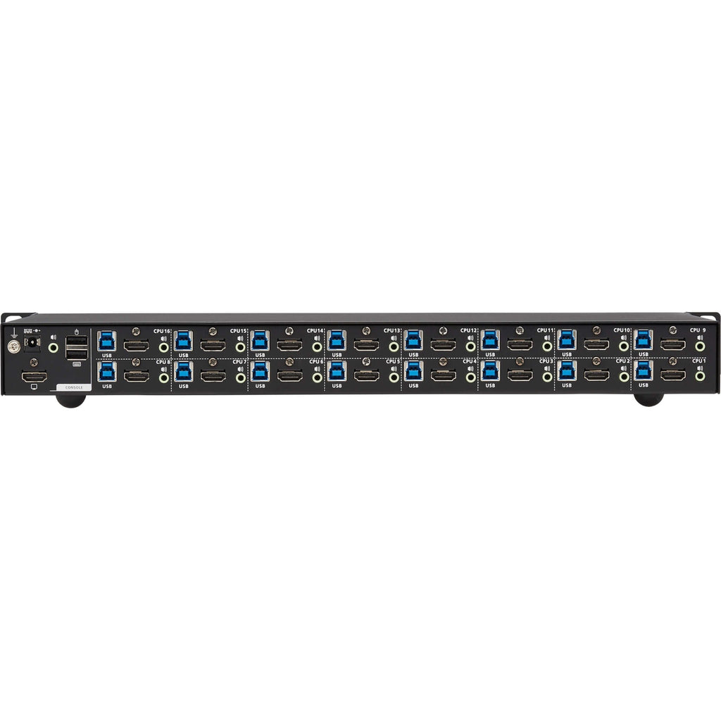 Tripp Lite 16-Port 4K HDMI/USB KVM Switch - 4K 60 Hz Video/Audio, USB Peripheral Sharing, 1U Rack-Mount - 16 Computer(s) - 1 Local User(s) - 4096 x 2160 - 50 Hz, 60 Hz - 20 x USB - 17 x HDMI - Rack-mountable, Desktop - 1U - TAA Compliant - eCommerce Business Prime