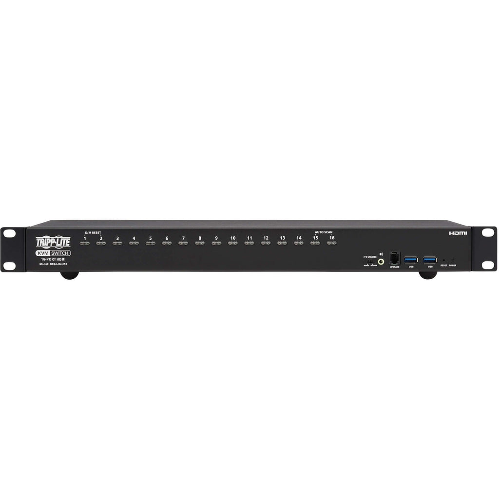 Tripp Lite 16-Port 4K HDMI/USB KVM Switch - 4K 60 Hz Video/Audio, USB Peripheral Sharing, 1U Rack-Mount - 16 Computer(s) - 1 Local User(s) - 4096 x 2160 - 50 Hz, 60 Hz - 20 x USB - 17 x HDMI - Rack-mountable, Desktop - 1U - TAA Compliant - eCommerce Business Prime