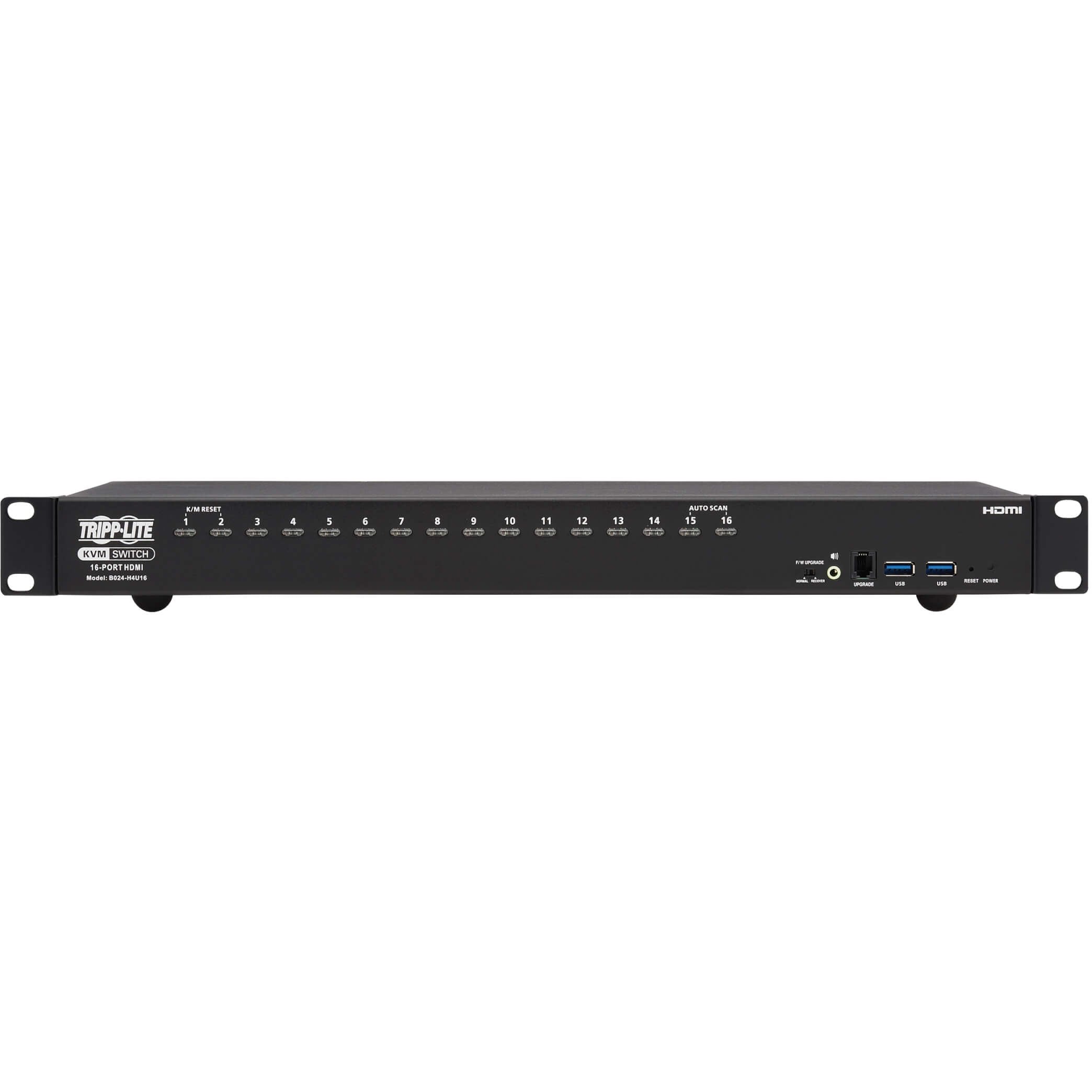 Tripp Lite 16-Port 4K HDMI/USB KVM Switch - 4K 60 Hz Video/Audio, USB Peripheral Sharing, 1U Rack-Mount - 16 Computer(s) - 1 Local User(s) - 4096 x 2160 - 50 Hz, 60 Hz - 20 x USB - 17 x HDMI - Rack-mountable, Desktop - 1U - TAA Compliant - eCommerce Business Prime