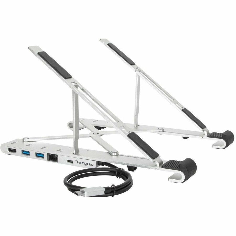 Targus Portable Stand with Integrated Dock - for Notebook/Workstation/Keyboard/Mouse/Hard Drive - 100 W - USB Type C - 4K - 3840 x 2160 - 3 x USB Ports - 2 x USB Type-A Ports - USB Type-A - 1 x USB Ty - AWU100005GL - eCommerce Business Prime